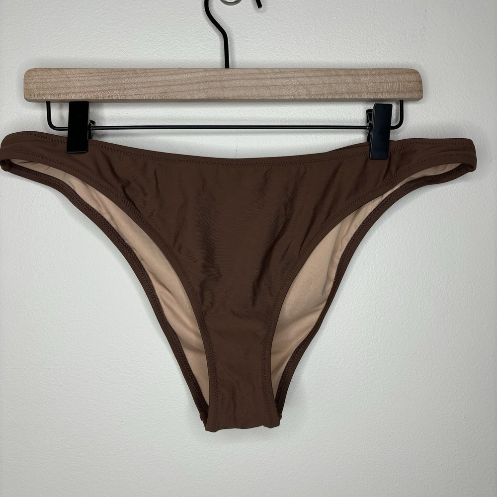 NWT J. Crew Heritage 1989 high-leg bikini bottom Brown Size Large Mocha Beach